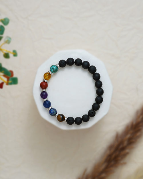 7 Chakra Natural Stone Lava Bracelet
