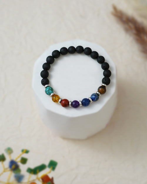 7 Chakra Natural Stone Lava Bracelet