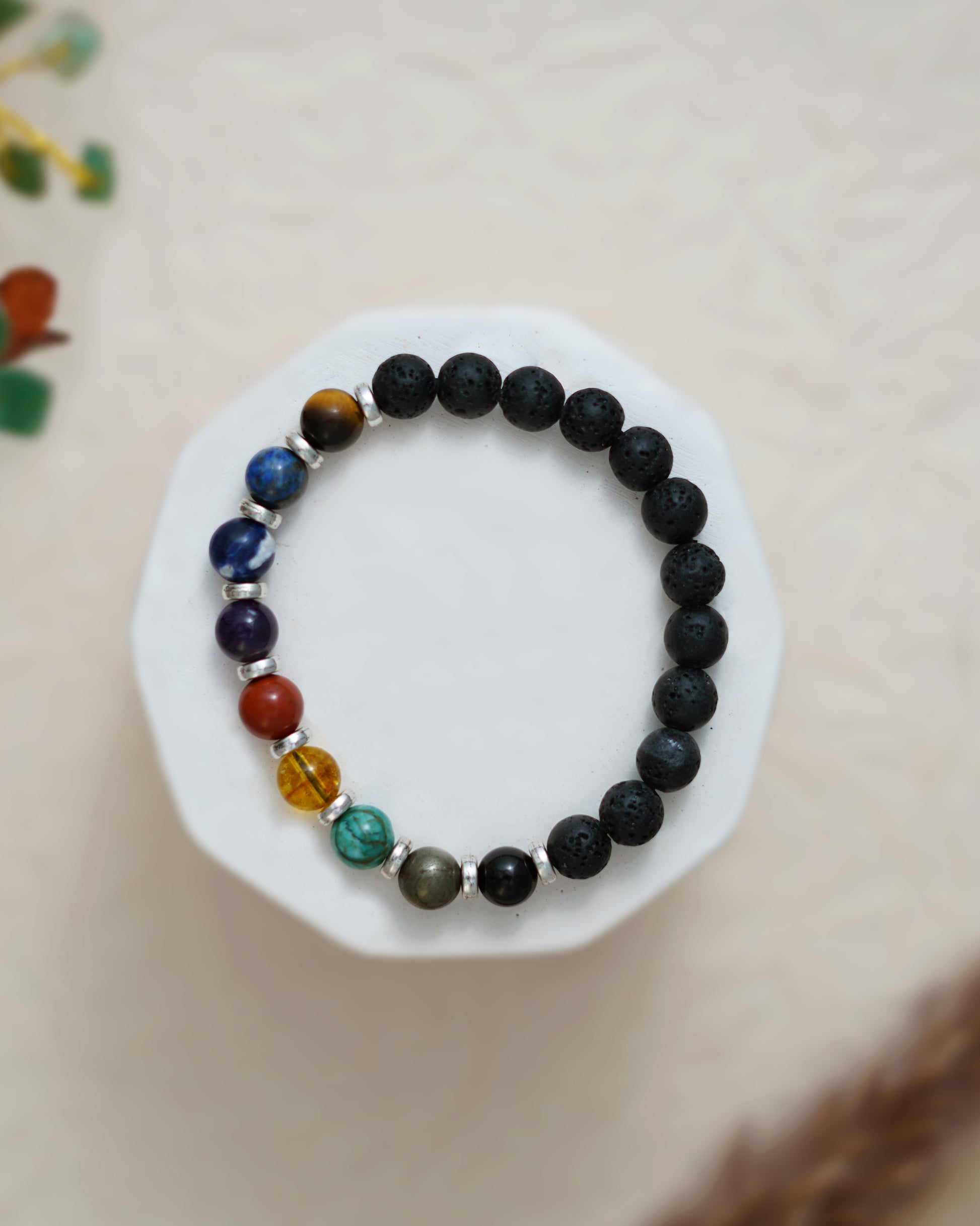 9 Chakra Natural Stone Lava Bracelet