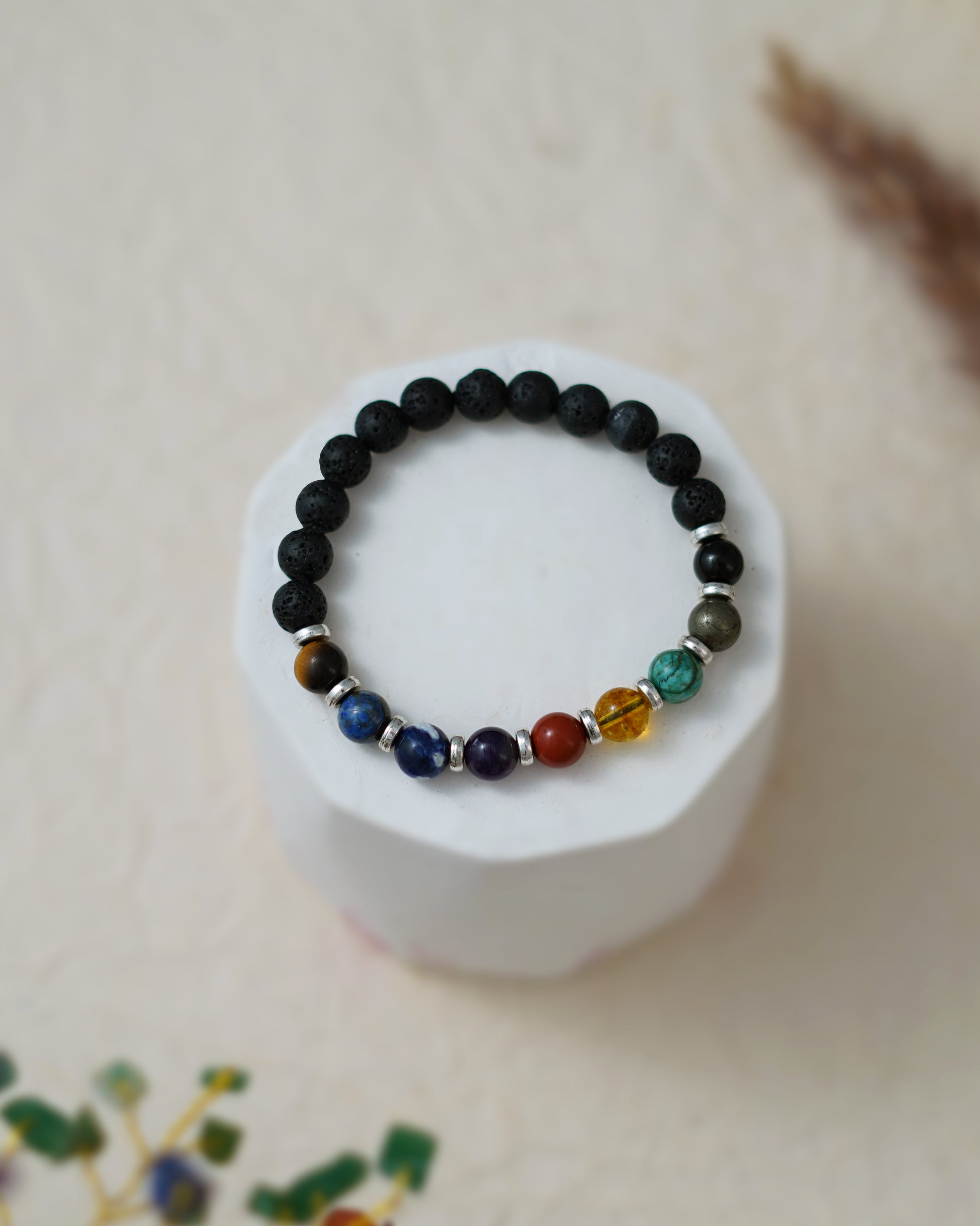 9 Chakra Natural Stone Lava Bracelet