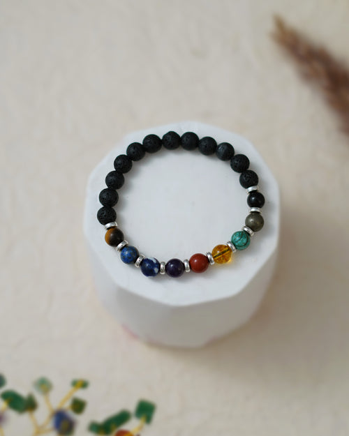 9 Chakra Natural Stone Lava Bracelet